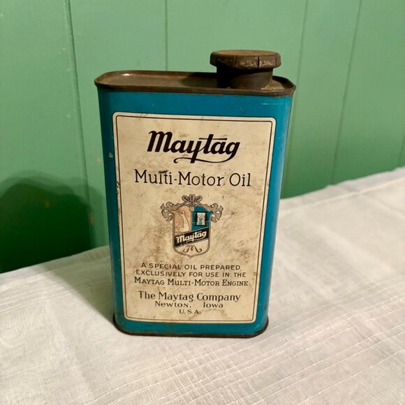 Vintage 1950s Maytag Multi-Motor Oil 1 qt. Tin Can With Cap Newton Iowa - Picture 4 of 7